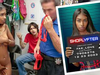 Shoplyfter natal - fae and her stepbro are detained separately for shoplifting in the same mall