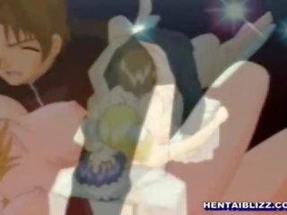 Captive hentai bride threesome fucked by bondage anime phallus