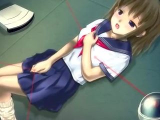 Animado enchantress en escuela uniforme masturbándose coño